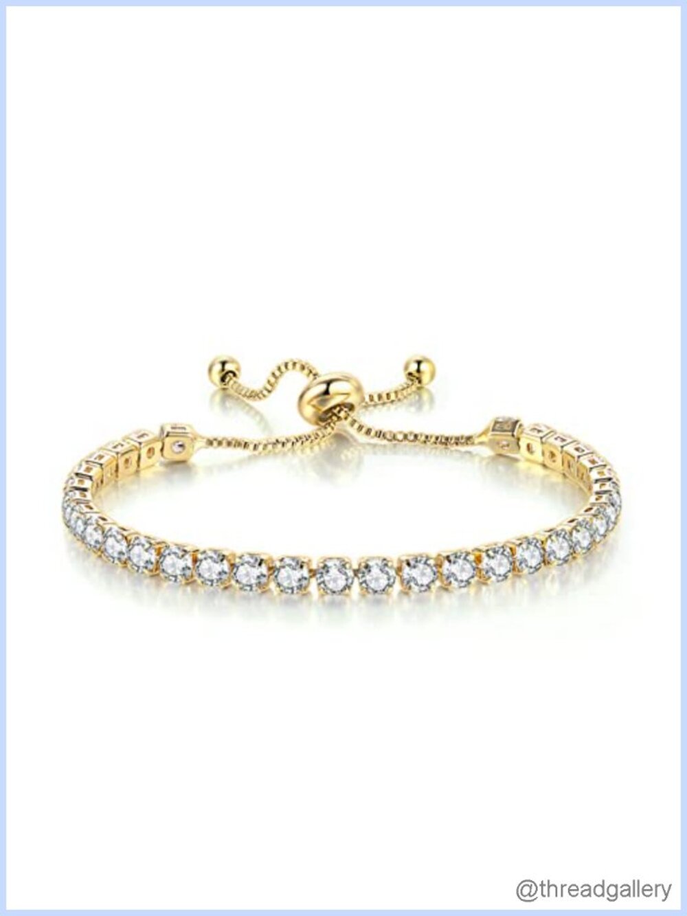 Adjustable Rhinestone Tennis Bracelet with Slider Clasp for Women